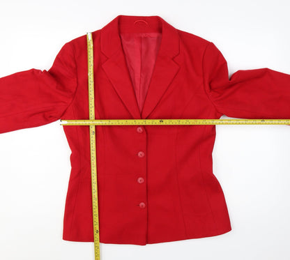 Richards Women Red Wool Blend Single-Breasted Blazer Size 14