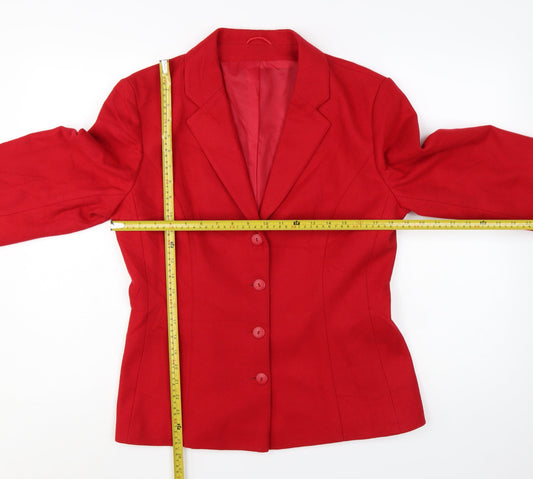 Richards Women Red Wool Blend Single-Breasted Blazer Size 14