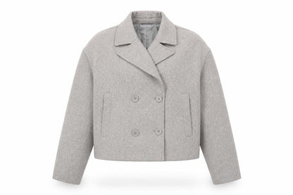 New Look Women Grey Double-Breasted Cropped Blazer UK 12