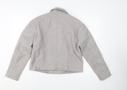 New Look Women Grey Double-Breasted Cropped Blazer UK 12