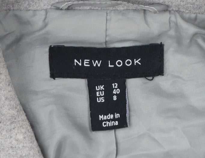 New Look Women Grey Double-Breasted Cropped Blazer UK 12