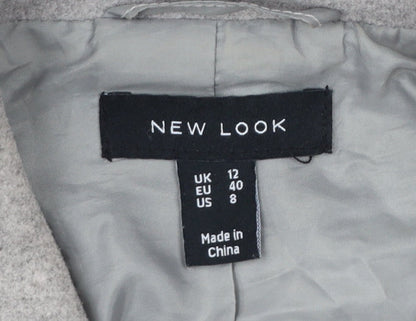 New Look Women Grey Double-Breasted Cropped Blazer UK 12