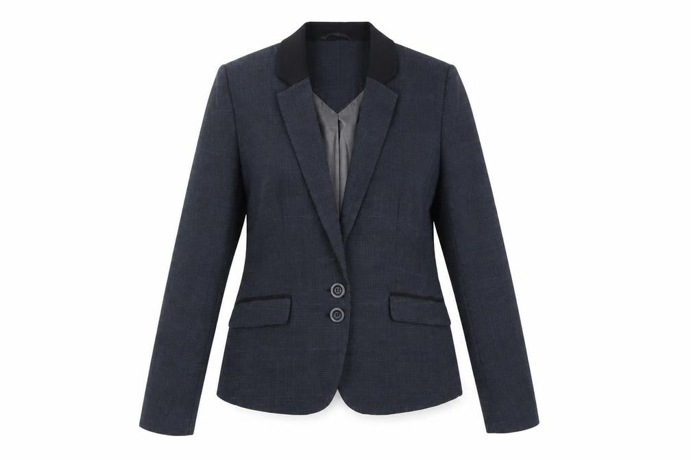 Next Women Blue Check Blazer Size 12 Regular Tailored Jacket