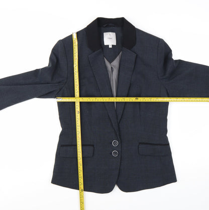 Next Women Blue Check Blazer Size 12 Regular Tailored Jacket