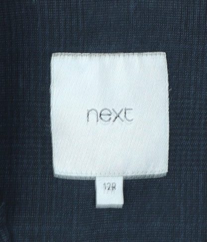 Next Women Blue Check Blazer Size 12 Regular Tailored Jacket