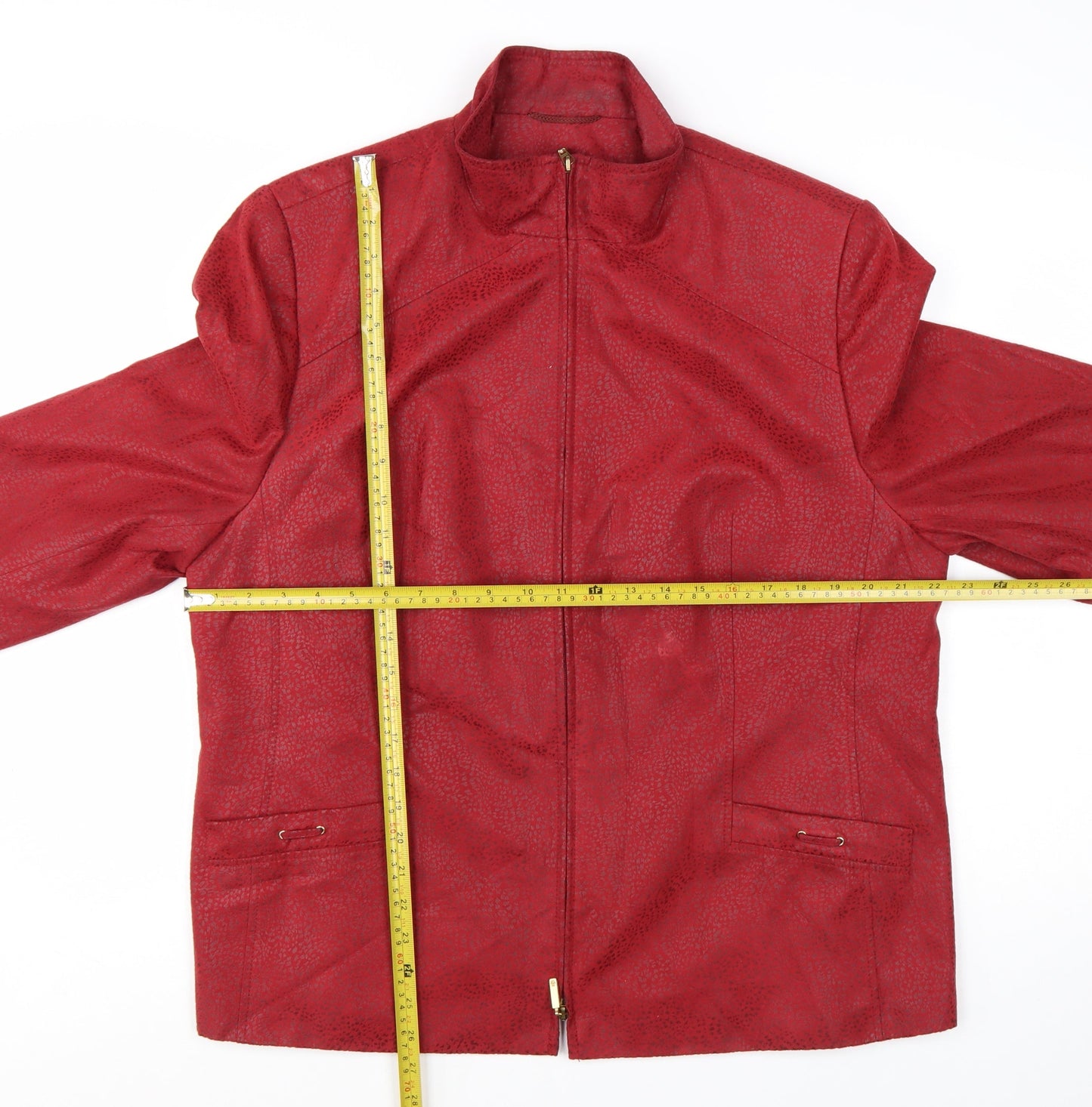 Marcona Women's Red Faux Leather Zip Jacket Size 18 Lined Classic Style