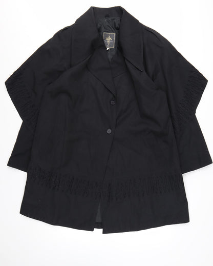 Siren Women’s Black Embroidered Mid-Length Overcoat Size S