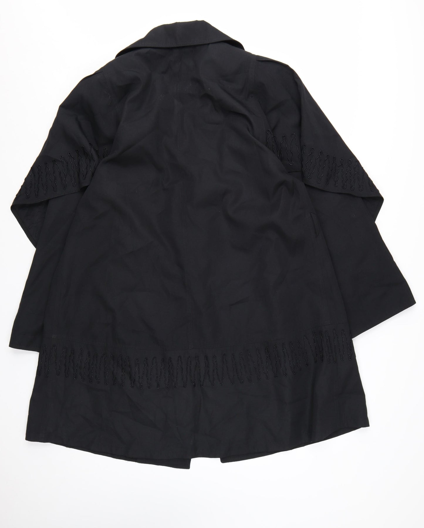 Siren Women’s Black Embroidered Mid-Length Overcoat Size S