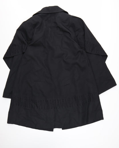 Siren Women’s Black Embroidered Mid-Length Overcoat Size S