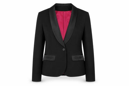Internacionale Women Black Size 12 Tuxedo Blazer Shawl Lapel Jacket