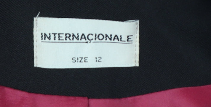 Internacionale Women Black Size 12 Tuxedo Blazer Shawl Lapel Jacket