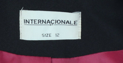 Internacionale Women Black Size 12 Tuxedo Blazer Shawl Lapel Jacket