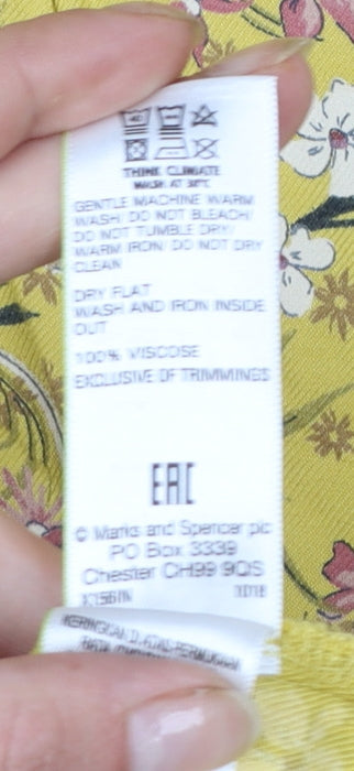 Marks and Spencer Women Yellow Floral Midi Bohemian Dress Size 12