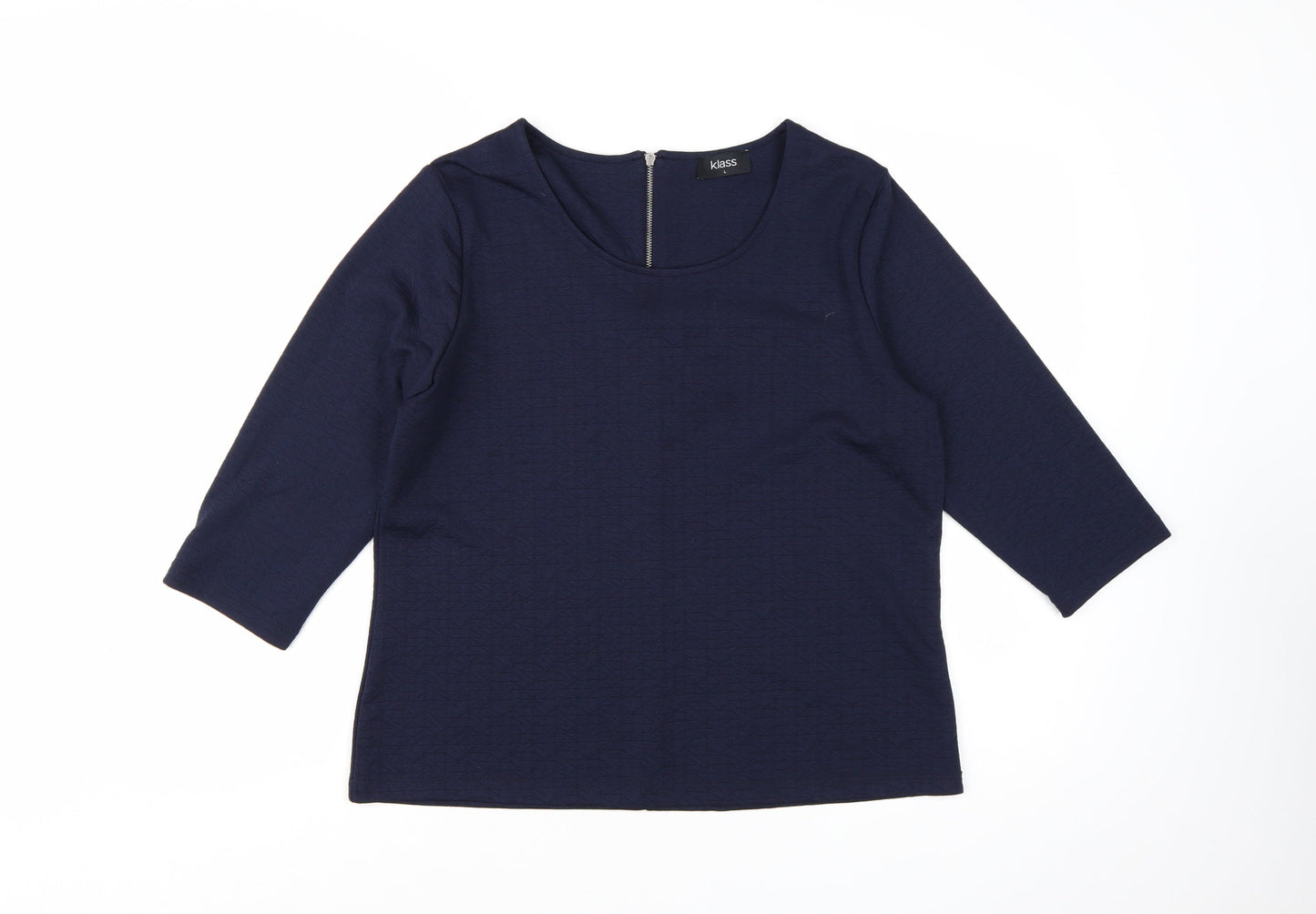 Klass Women Blue L Basic 3/4 Sleeve Jersey Blouse