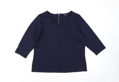 Klass Women Blue L Basic 3/4 Sleeve Jersey Blouse