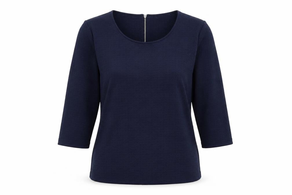 Klass Women Blue L Basic 3/4 Sleeve Jersey Blouse