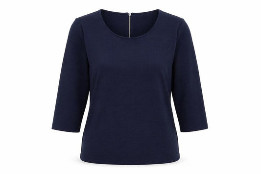 Klass Women Blue L Basic 3/4 Sleeve Jersey Blouse