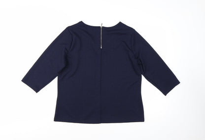 Klass Women Blue L Basic 3/4 Sleeve Jersey Blouse