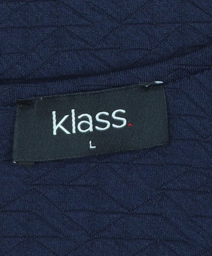Klass Women Blue L Basic 3/4 Sleeve Jersey Blouse