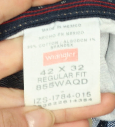 Wrangler Men's Blue Regular Fit Straight Denim Jeans 42x32