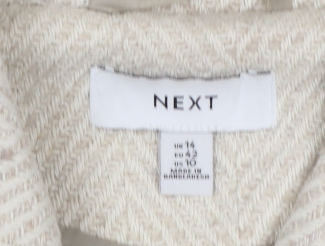 Next Women’s Beige Herringbone Wool Blend Mid-Length Coat Size 14