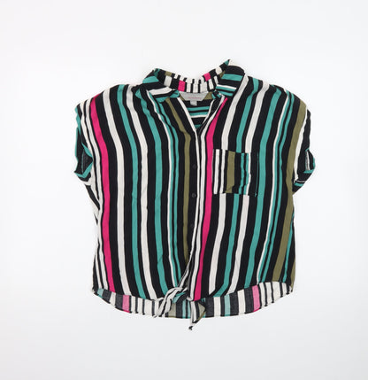 Dorothy Perkins Women's Multicoloured Striped Button-Up Shirt Size 10
