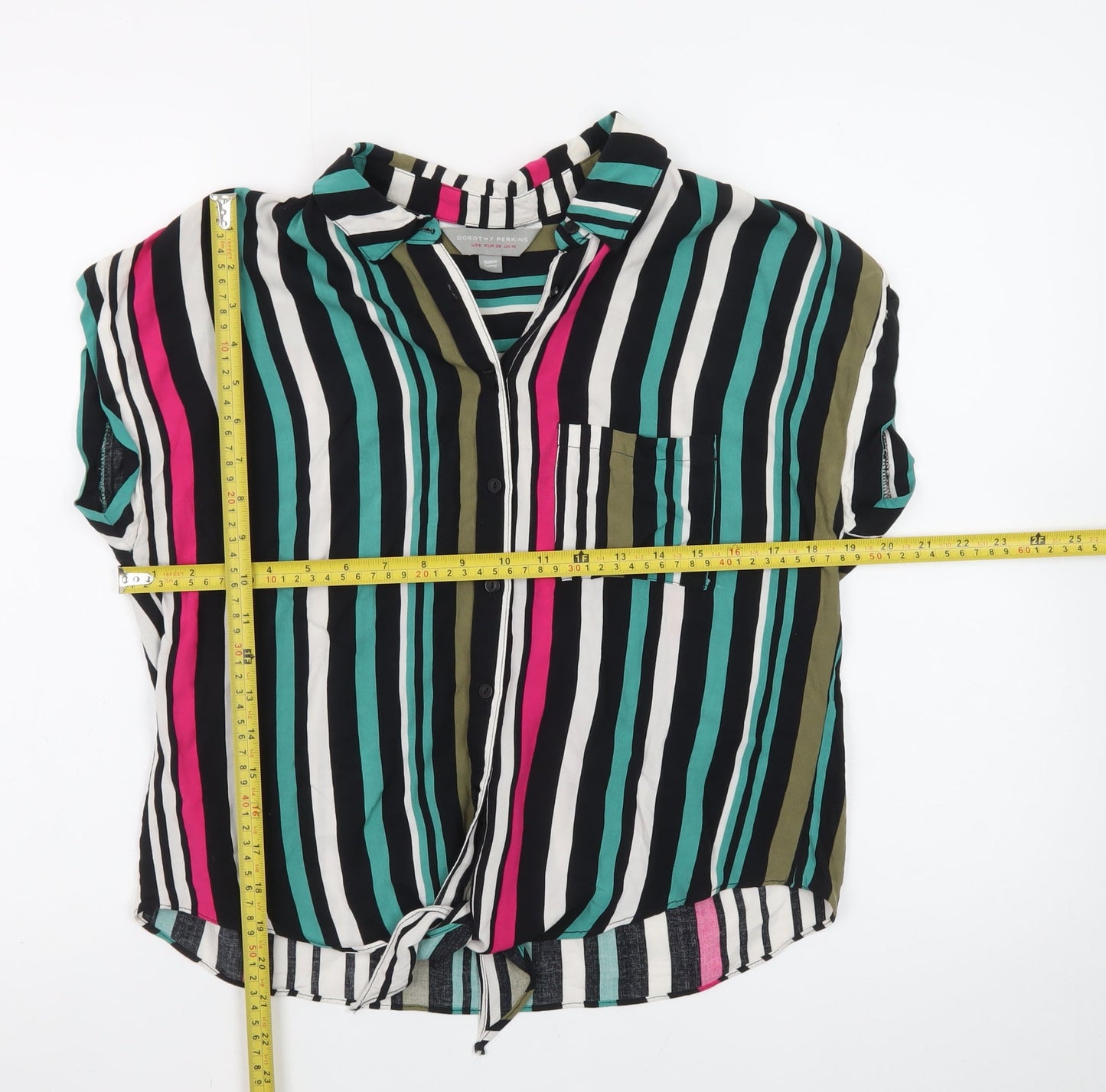 Dorothy Perkins Women's Multicoloured Striped Button-Up Shirt Size 10