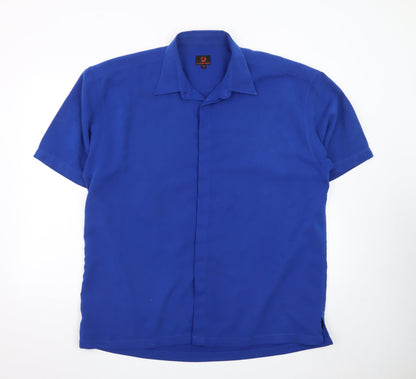 Black Blue Shirts Men's Blue XL Short Sleeve Button-Up Shirt