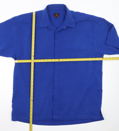 Black Blue Shirts Men's Blue XL Short Sleeve Button-Up Shirt