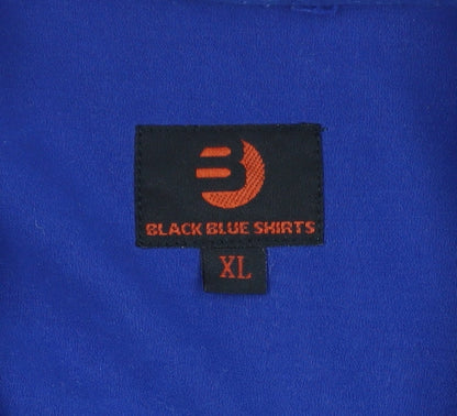 Black Blue Shirts Men's Blue XL Short Sleeve Button-Up Shirt