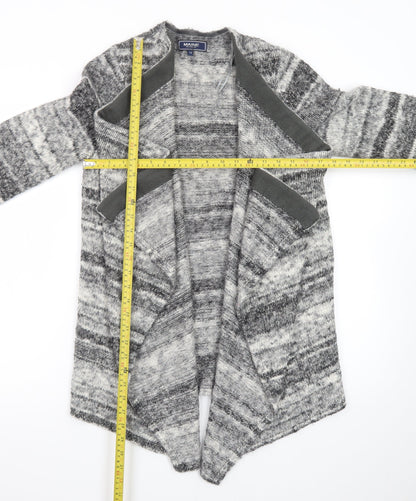 Maine New England Women Grey Size 12 Chunky Knit Open Cardigan