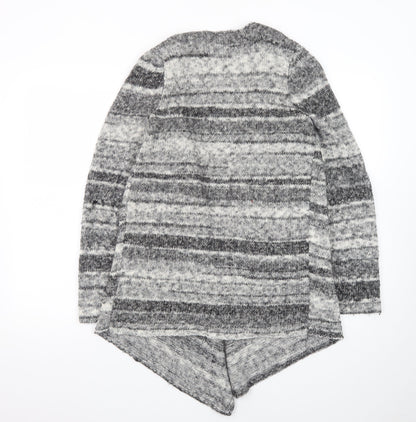 Maine New England Women Grey Size 12 Chunky Knit Open Cardigan
