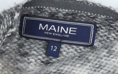 Maine New England Women Grey Size 12 Chunky Knit Open Cardigan