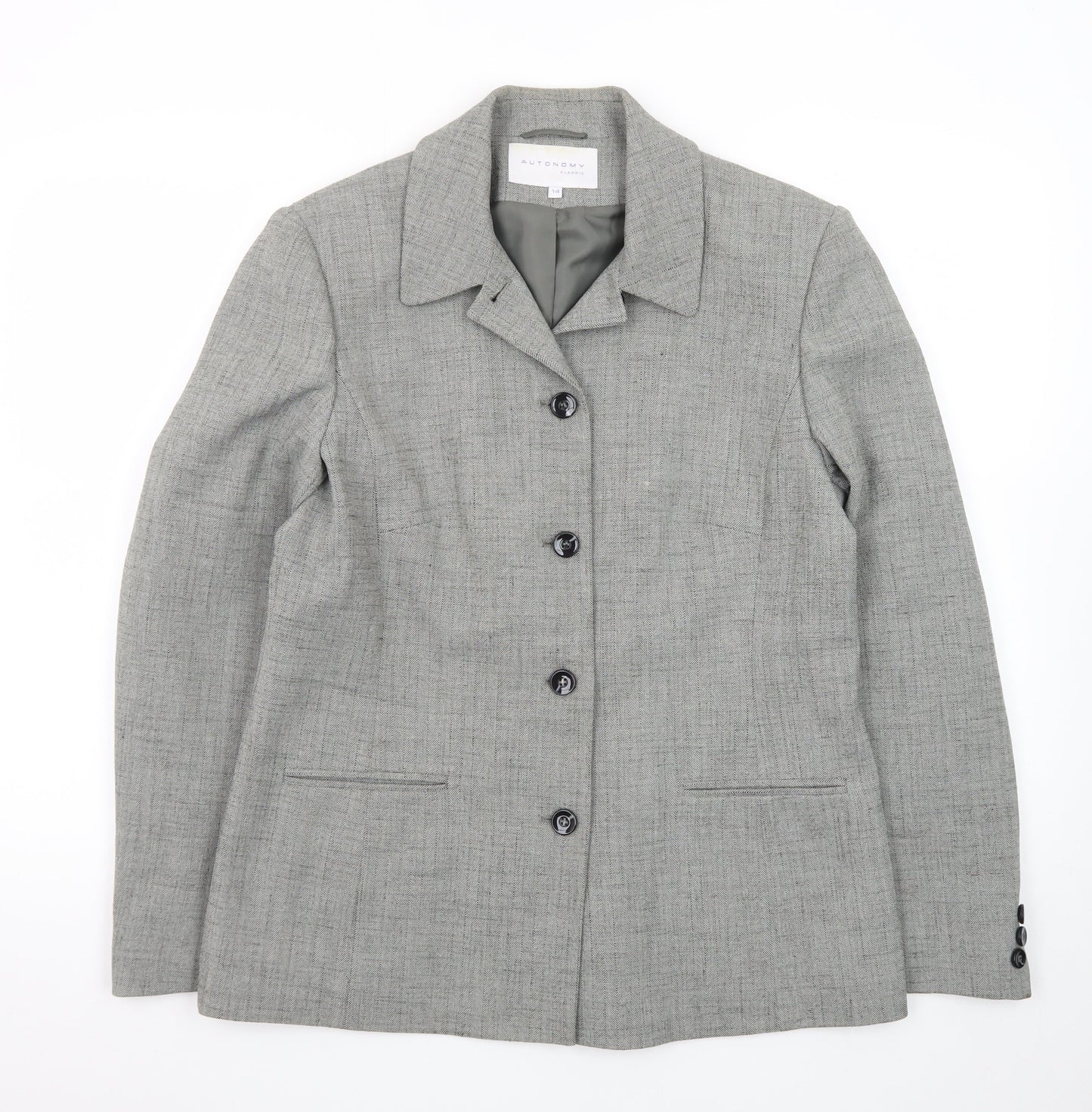 Autonomy Classic Women's Grey Size 14 Single-Breasted Suit Jacket