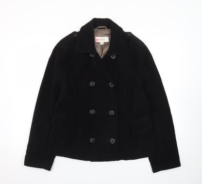 Next Women Black Cotton Double-Breasted Blazer Jacket Size 16