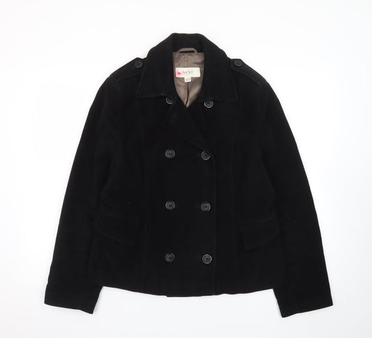 Next Women Black Cotton Double-Breasted Blazer Jacket Size 16