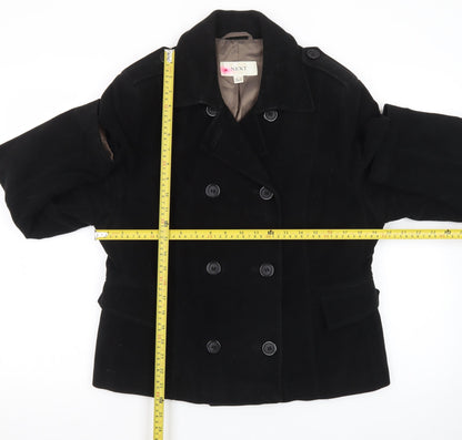 Next Women Black Cotton Double-Breasted Blazer Jacket Size 16