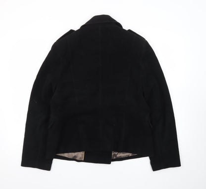 Next Women Black Cotton Double-Breasted Blazer Jacket Size 16