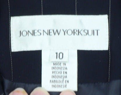 Jones New York Suit Women Navy Pinstripe Double-Breasted Blazer Size 10