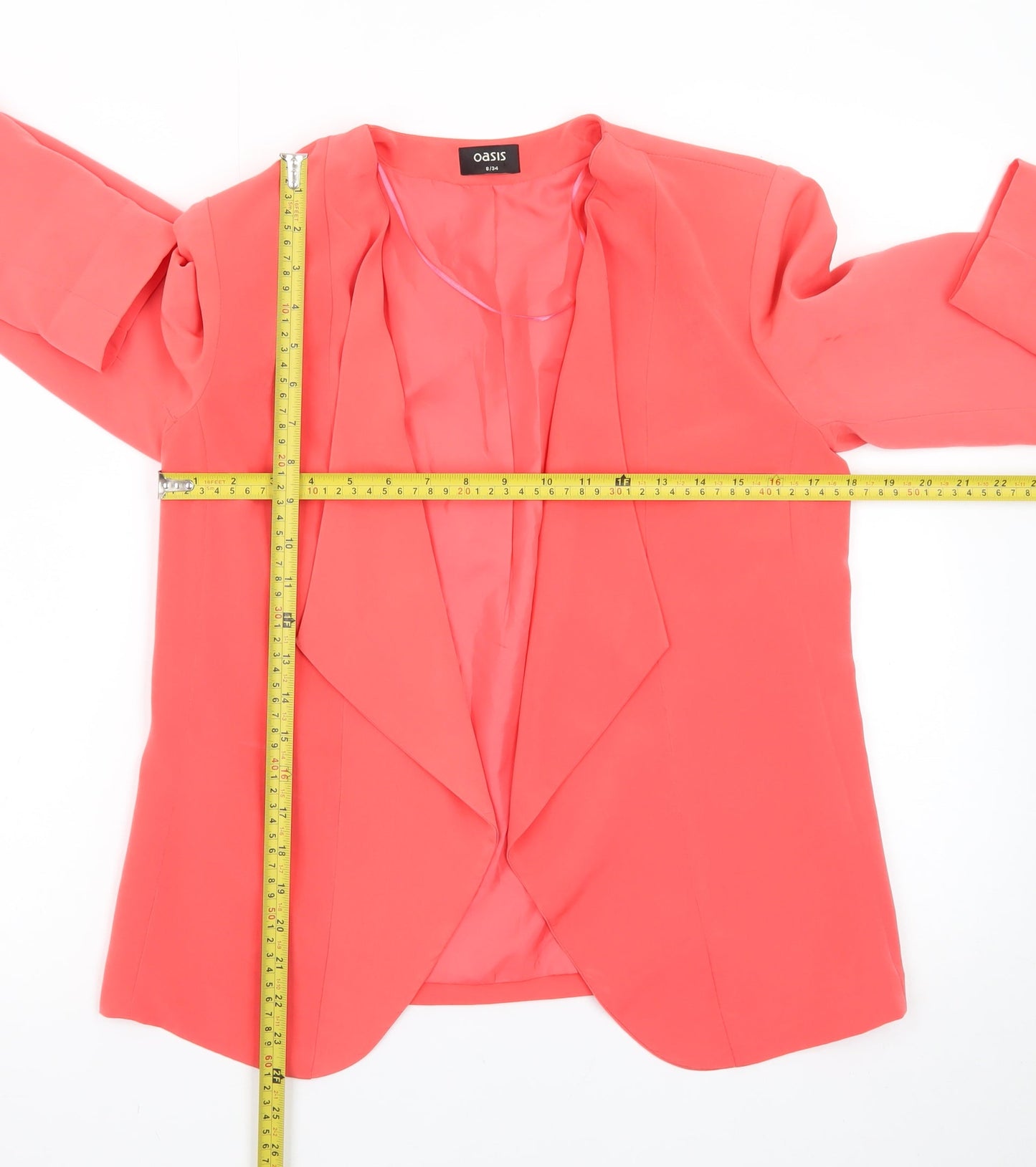 Oasis Women Pink Blazer Size 8 Regular Woven Tailored Jacket