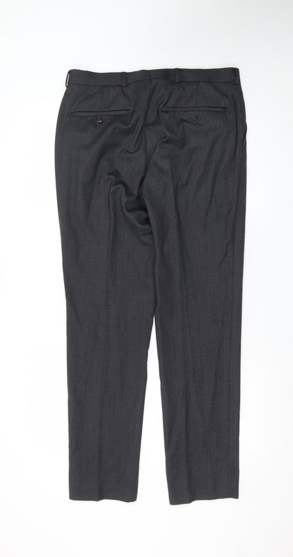 Marks and Spencer Men's Grey Wool Dress Trousers 32W 31L