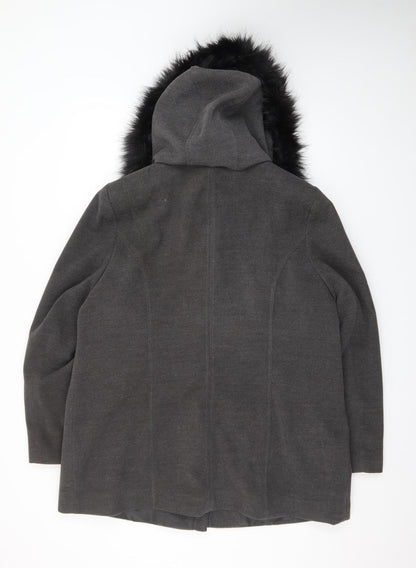 BHS Women Grey Mid-Length Hooded Duffle Coat Size 20