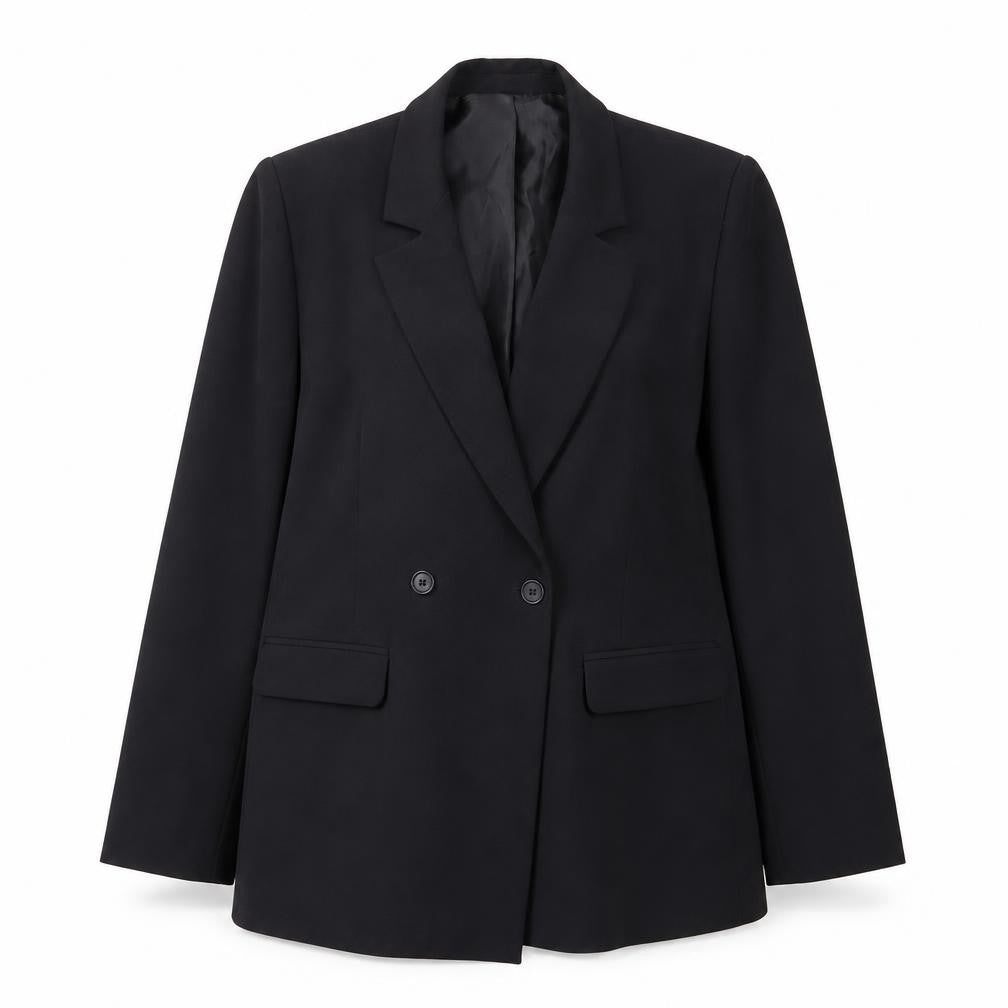 Boohoo Womens Black UK 12 Double-Breasted Blazer Jacket