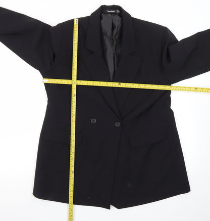 Boohoo Womens Black UK 12 Double-Breasted Blazer Jacket