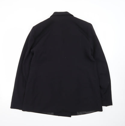 Boohoo Womens Black UK 12 Double-Breasted Blazer Jacket
