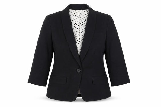 Ann Taylor Women Black Petite Blazer Single-Breasted Size 10P Cotton Blend