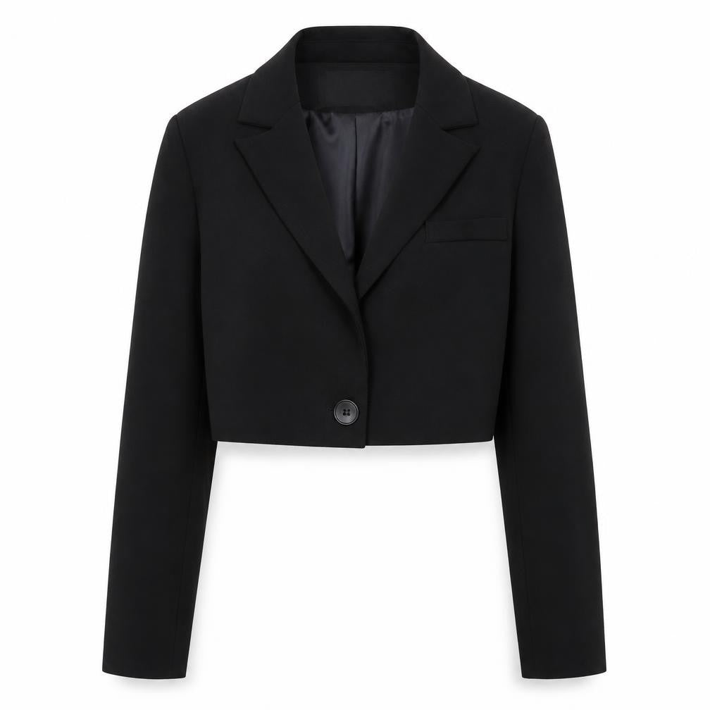 Aloha Studio Women's Black Cropped Single-Breasted Blazer Size S