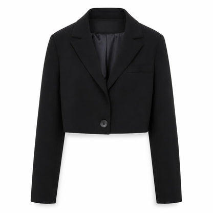 Aloha Studio Women's Black Cropped Single-Breasted Blazer Size S