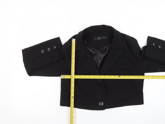Aloha Studio Women's Black Cropped Single-Breasted Blazer Size S