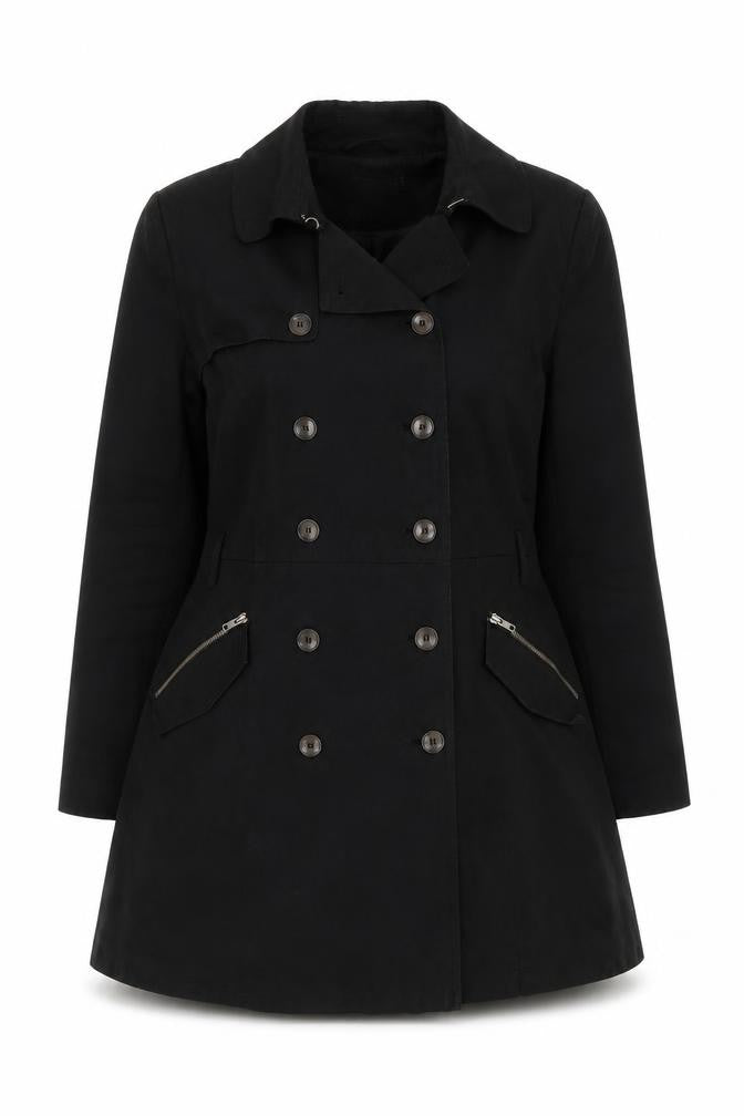 ASOS Women's Black Double-Breasted Mid-Length Coat UK 12